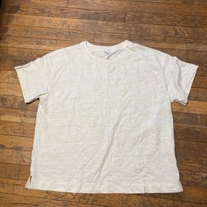 yellow and white old navy tee shirt, size large